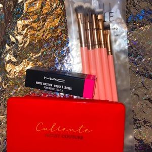 Eyeshadow Palette, MAC Lipstick, & Eye Brush Set